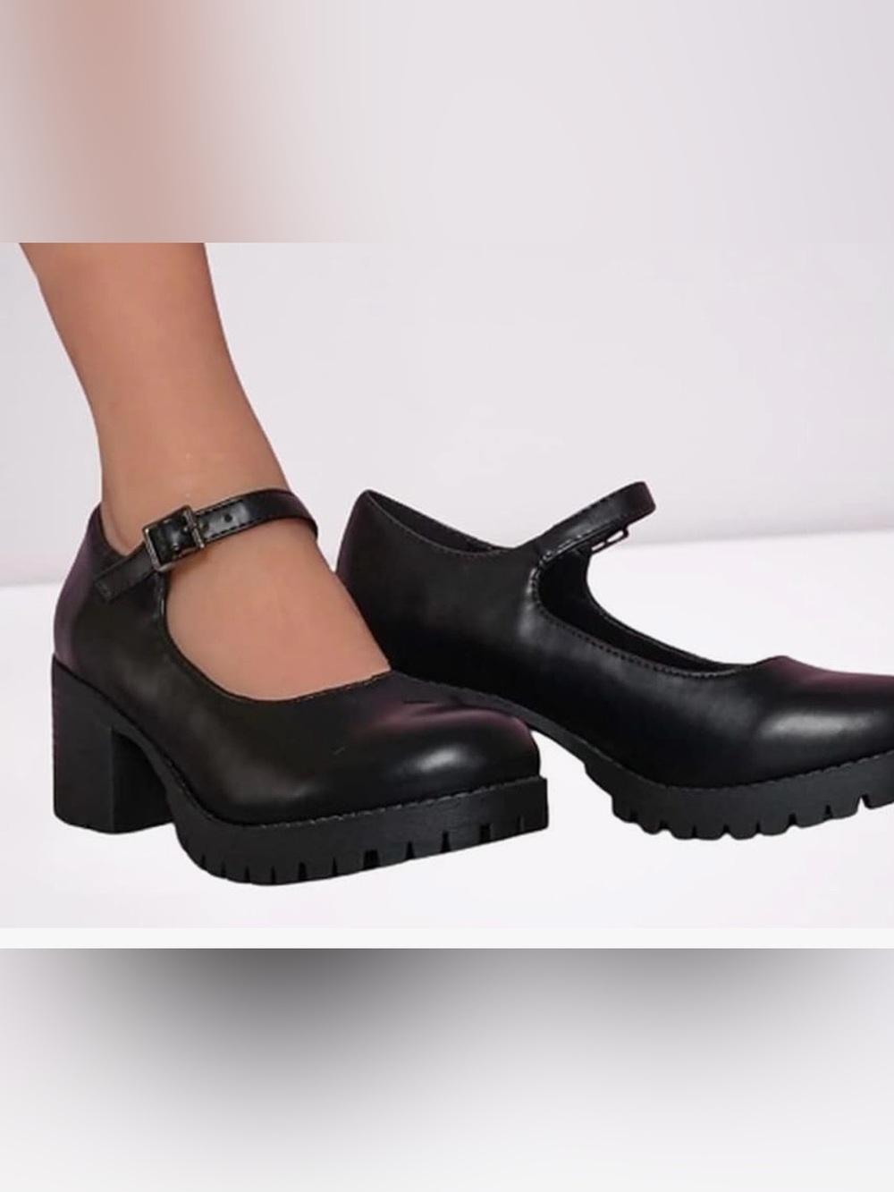 Soda Black Mary Jane Lug Sole Block Heels-NWOT Size 9 - Picture 7 of 11